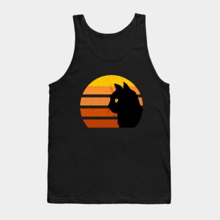 Retro Black Cat Distressed Vintage Tank Top